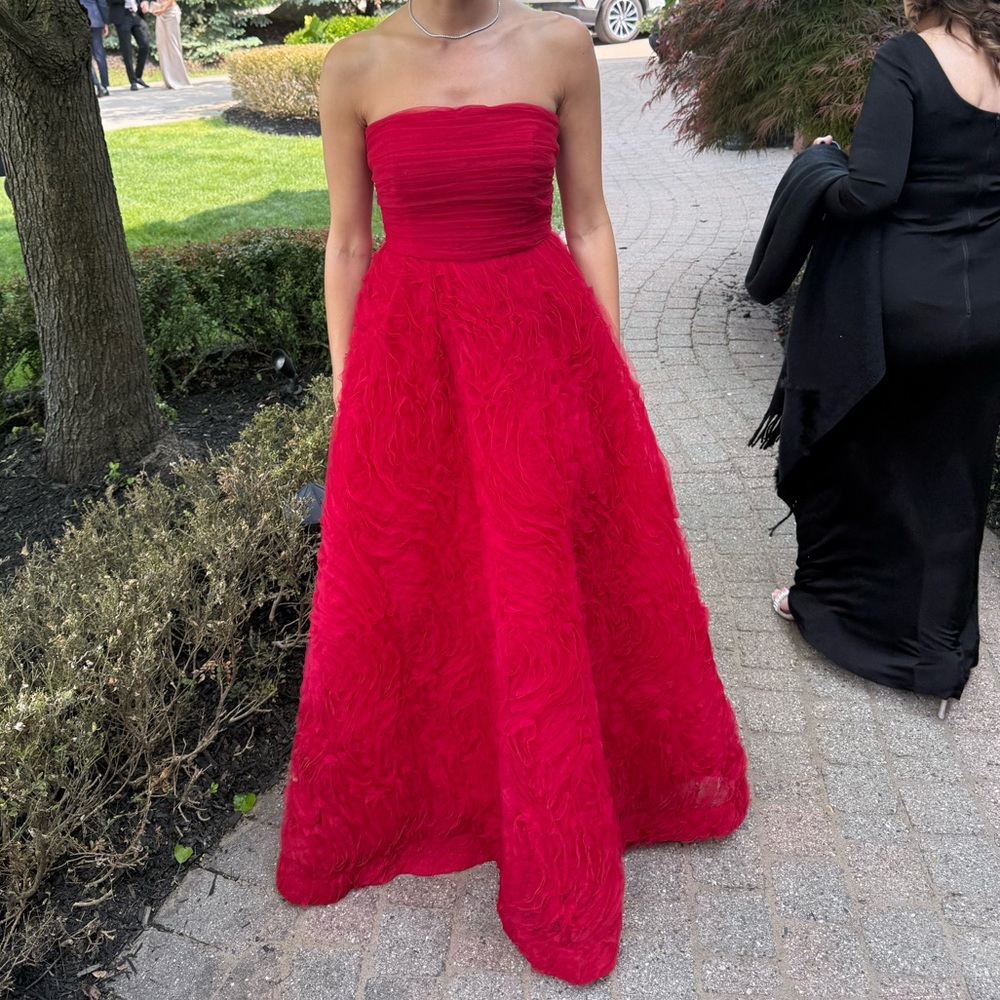Rebecca Vallance Fernanda Red Textured Ball Gown